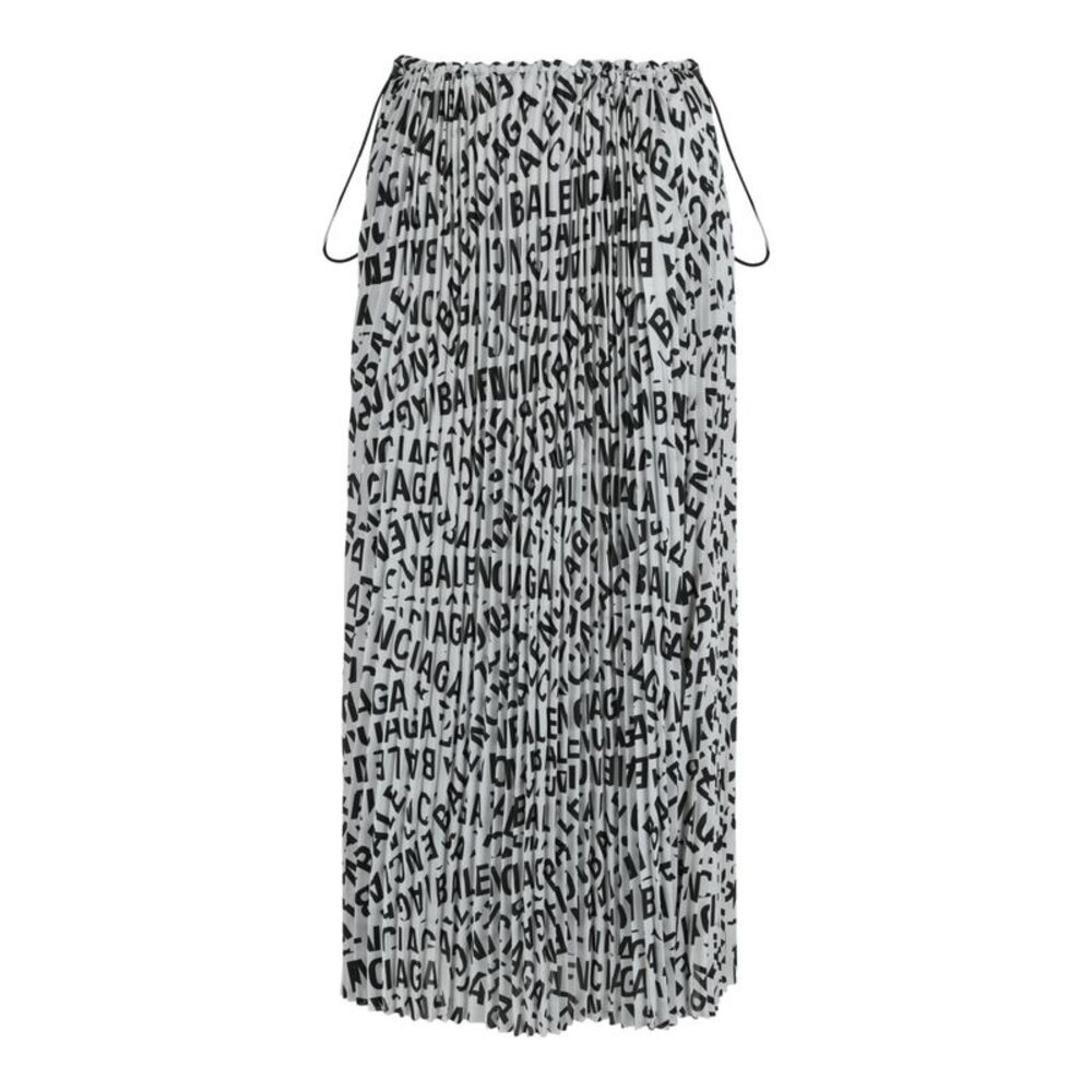 Balenciaga Accordion Pleated Drawstring Midi Skirt Multi Womens